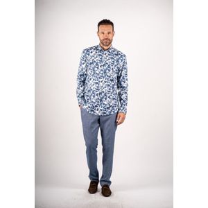 Pre End heren blouse - overhemd LM - 100517 - Ancor - wit/blauw print - maat M