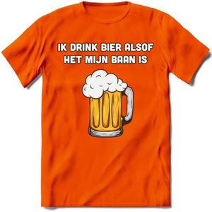 Ik Drink Bier Alsof Het Mijn Baan Is T-Shirt | Bier Kleding | Feest | Drank | Grappig Verjaardag Cadeau | - Oranje - 3XL