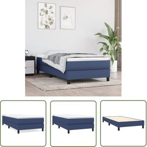 The Living Store Bedframe zonder matras 100x200 cm stof blauw - Boxspring Frame - Bed Frame - Tweepersoonsbed - Blauwdruk - Stof Bedframe