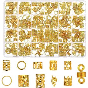 Premium - Gouden haaraccessoires voor vlechten, metalen ringen, clips - 290 stuks