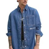 Karl Lagerfeld Jeans, Heren, Regular Denim Shirt, Regular Fit, Blauw, XS