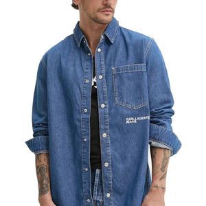 Karl Lagerfeld Jeans, Heren, Regular Denim Shirt, Regular Fit, Blauw, XS