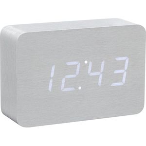 Gingko Brick click clock Wekker - Aluminium/LED Wit