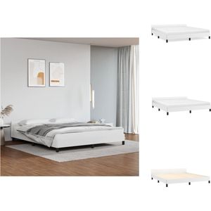 vidaXL Bedframe - Kunstleer - Multiplex lattenbodem - Wit - 203x183x50 cm - Geschikt voor matras 180x200 cm - Bed