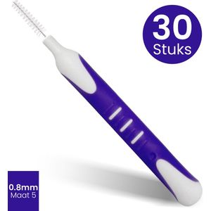 DEN-T PRO Interdentale Ragers - 30 stuks - 0.8mm maat 5 paars - Tandenragers – Antislip Handgreep – Mondhygiëne & Tandverzorging
