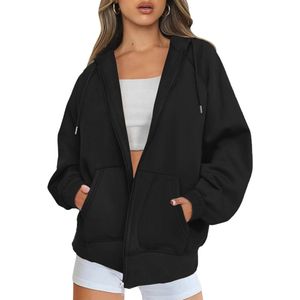 Oversized Hoodie met Rits voor Dames - Casual Fleece Sweatjack met Capuchon