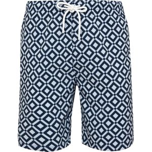 Zwemshort holiday blokjespatroon Wit/navy XL