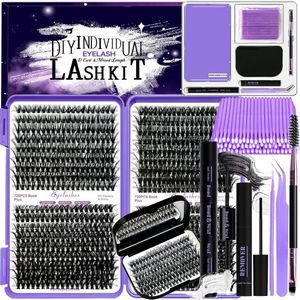 Elysee Beauty- DIY wimperextensions set - Bond & Seal + Remover - 1560 stuks cluster wimpers voor naturlijke look - One by one eyelashes