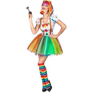 Vegaoo - Veelkleurige verf clown kostuum voor vrouwen