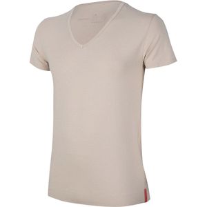 Undiemeister T Shirt Heren - Slim Fit T-shirt - Anti-transpirant - Desert Sand (Khaki) - Mellowood Tencel - Ademend en Temperatuurregulatie - Korte mouwen - Diepe V-hals - Maat XXL