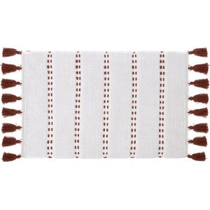 Badmat - 70 x 50 cm - Rood + Wit