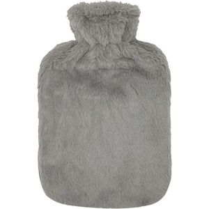 Warmwaterfles met Pluizig Pluche - 2 L - Grijs - PVC