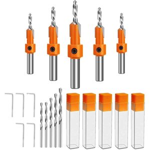 Verzinkboorset voor hout 10-delig - houtboor kegelverzinkset 8 mm schacht met inbussleutel
