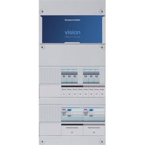 Hager groepenkast 3-fase 6 groepen, 2 Aardlekschakelaars 4-P 220 x 475mm