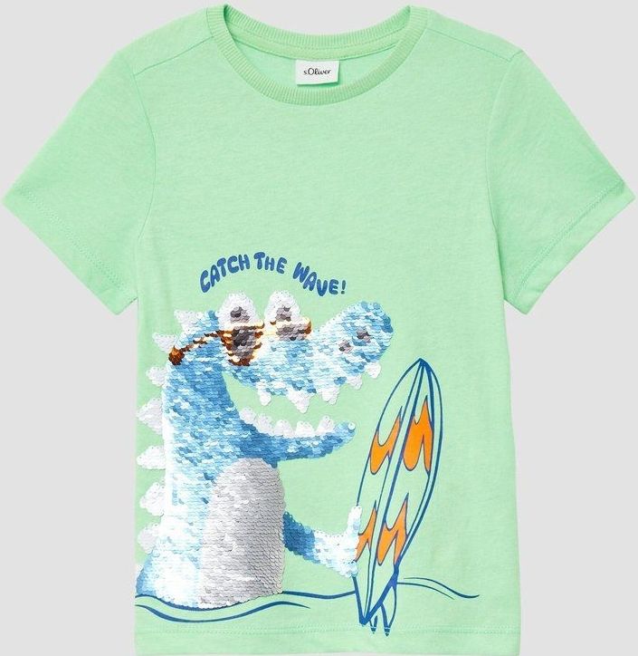 T-shirt - Regular-fit - Katoenen Jersey - Met Print en Pailletten