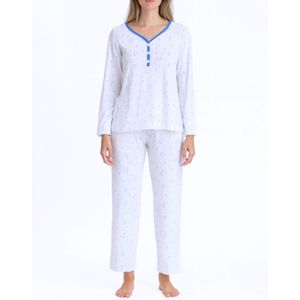 FINE WOMAN® Dames Pyjama 2321 L 42-44 wit/blauw