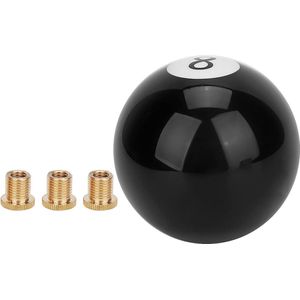 Ronde versnellingspook decoratie voor biljartbal 8 - zwart met adapter