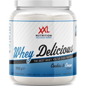 XXL Nutrition - Whey Delicious - Cookies & Cream - Wei Eiwitpoeder met BCAA & Glutamine, Proteïne poeder, Eiwit shake, Whey Protein - 1000 gram