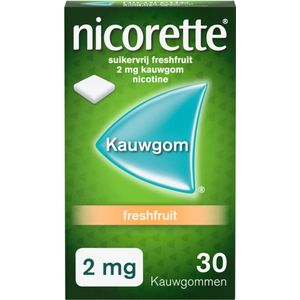 Nicorette Suikervrij Kauwgom 2mg Fresh Fruit - 3 x 30 stuks