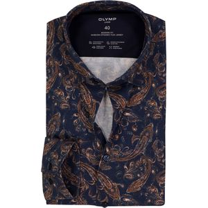 OLYMP - 24/7 Luxor - Overhemd - Marine Blauw - Strijkvriendelijk