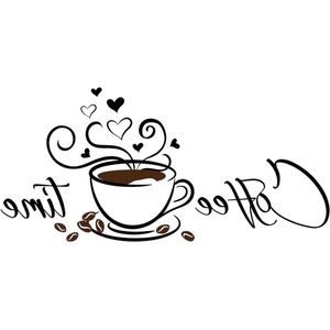 Koffiemok Muurstickers Koffietijd voor Café Bar Keuken Restaurant Kantoor Wanddecoratie