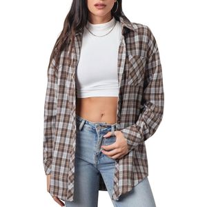 Dames Flanellen Geruite Overhemden Lange Mouw Casual Blouses