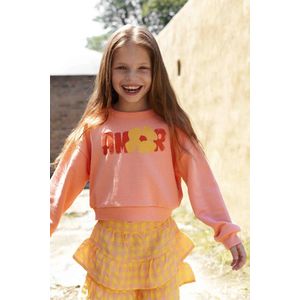 Cropped Boxy Sweater Meisje – Luxe Handgeschilderde Print | AM.Yara.01 | Ammehoela 110-116