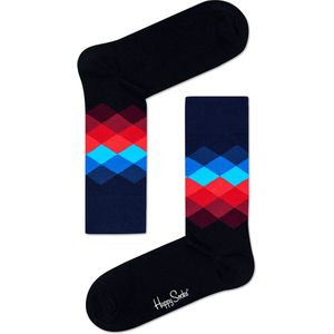Happy Socks - Faded Diamond - Sokken - Zwart-Blauw-Rood
