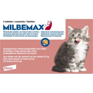 Milbemax volwassen kat en kitten tot 2 kg - 1 st à 2 Tabletten