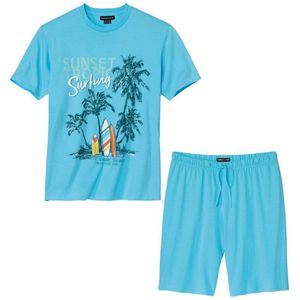 ATLAS FOR MEN - Zomerpyjama met blauwe ronde hals - Heren - Verkrijgbaar in grote maten - L