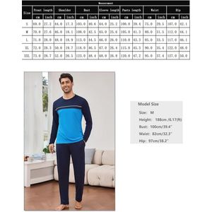 Winterpyjama voor heren van katoen - Lang, tweedelig, comfortabel en zacht met zakken