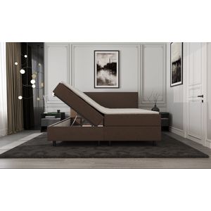 Mörgenn Boxspring SENTO - Boxspring met opbergruimte - Pocketvering - Luxe topper - Notenbruin - 90x200 cm