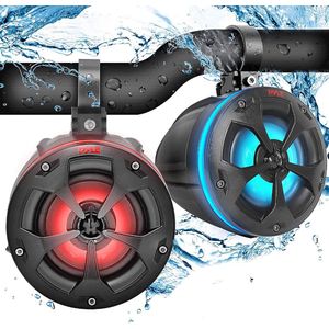 Pyle - 2-Weg Waterdichte Off-Road Speakers - Marine Speaker Systeem - Buiten Audio Stereo Luidspreker - Verlichting en Afstandsbediening - 800 W