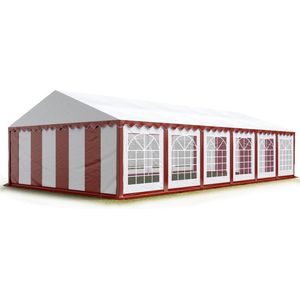 Partytent feesttent 6x12 m tuinpaviljoen -tent PVC 700 N in rood-wit waterdicht