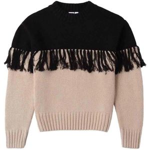 iDO - 4a832 - Trui - Beige - Zwart - 8 Jaar - Meisjes