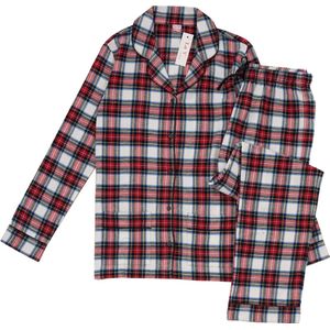 La-V Flanel pyjama set voor meisjes met geruit patroon Rood 140-146