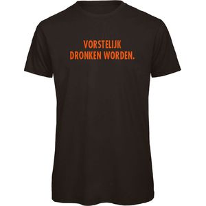 Koningsdag t-shirt zwart XXL - Vorstelijk dronken worden - oranje - soBAD. | Kleding | T-shirt unisex | T-shirt mannen | T-shirt dames | Koningsdag | Oranje