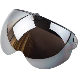 Helmvizier, Universal 3 Snap Retro Helm Vizier Winddichte Zonnescherm Half Gezicht Motorfiets Helmen Vizier (SILVER)