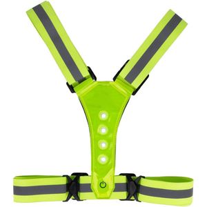 OUYLAF Hardloop Verlichting - Hardloopvest - LED Hardloopvest USB Oplaadbaar - Reflecterend Hesje - Geel - 3 Standen licht - Running Vest - One Size - groente