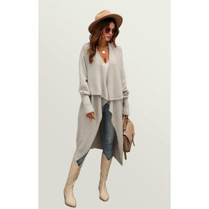 Grijze dikke plooien oversized cardigan