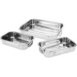 Set van 3x stuks RVS braadsledes/ovenschalen - Vlees braden - Braadpan - Braadslede