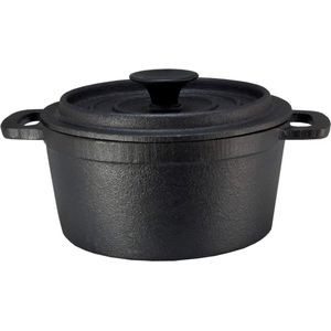 Gietijzeren pan met deksel 14 cm - grillpan ijzeren pan kookpan stoofpan braadpan