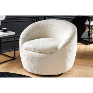 Design - ALPINE - Draaifauteuil - Wit - Bouclé - 360°