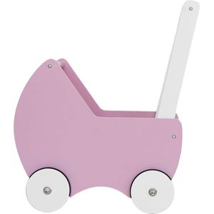 Prénatal Houten Poppenwagen – Poppenbuggy voor Binnen en Buiten – Roze – Geschikt va. 18 mnd