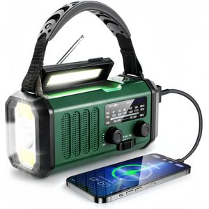 Noodradio – AM/FM/WB – Solar & Crank Radio – Powerbank & Zaklamp – SOS Alarm – Multifunctioneel Noodapparaat