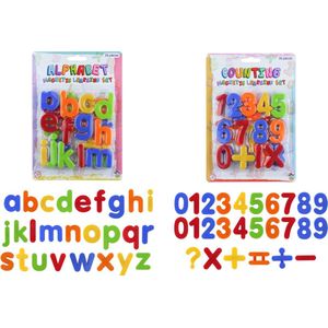 2x setjes Magnetische gekleurde alfabet speelgoed letters en cijfers 52 stuks 4 cm