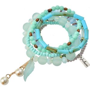 Juleeze Armband Dames 15 cm Turquoise Kunststof Rond Armbandjes Sieraden Dames