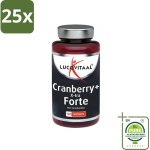 25 x Lucovitaal - Supplement - Cranberry X-tra - Lactobacillus - 120 Capsules - Grootverpakking - Cranberry Supplement - Blaasgezondheid - Urineweg Ondersteuning - Lactobacillus - Darmflora