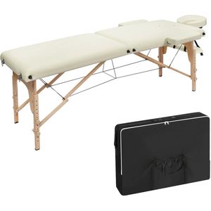 Massagetafel - Massagetafel inklapbaar - Massage bed - In Hoogte verstelbaar - Hoofdsteun - Armleuningen - Opbergtas - 185X58.5cm - Beige