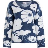 Trui - Lurea - V-hals - Bloemenprint - Losse Pasvorm - Lange Mouw - Normale Lengte